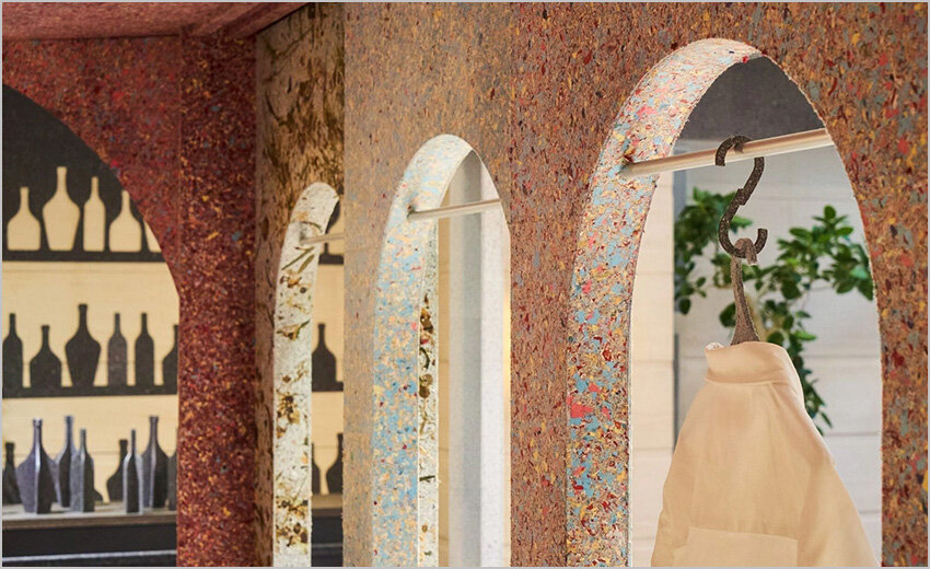 廃材から生まれたサステナブル建材 展示<br>設計者のための検索プラットフォーム「TECTURE」建材展示